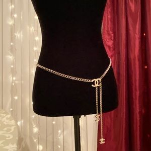 Chanel white enamel chain belt